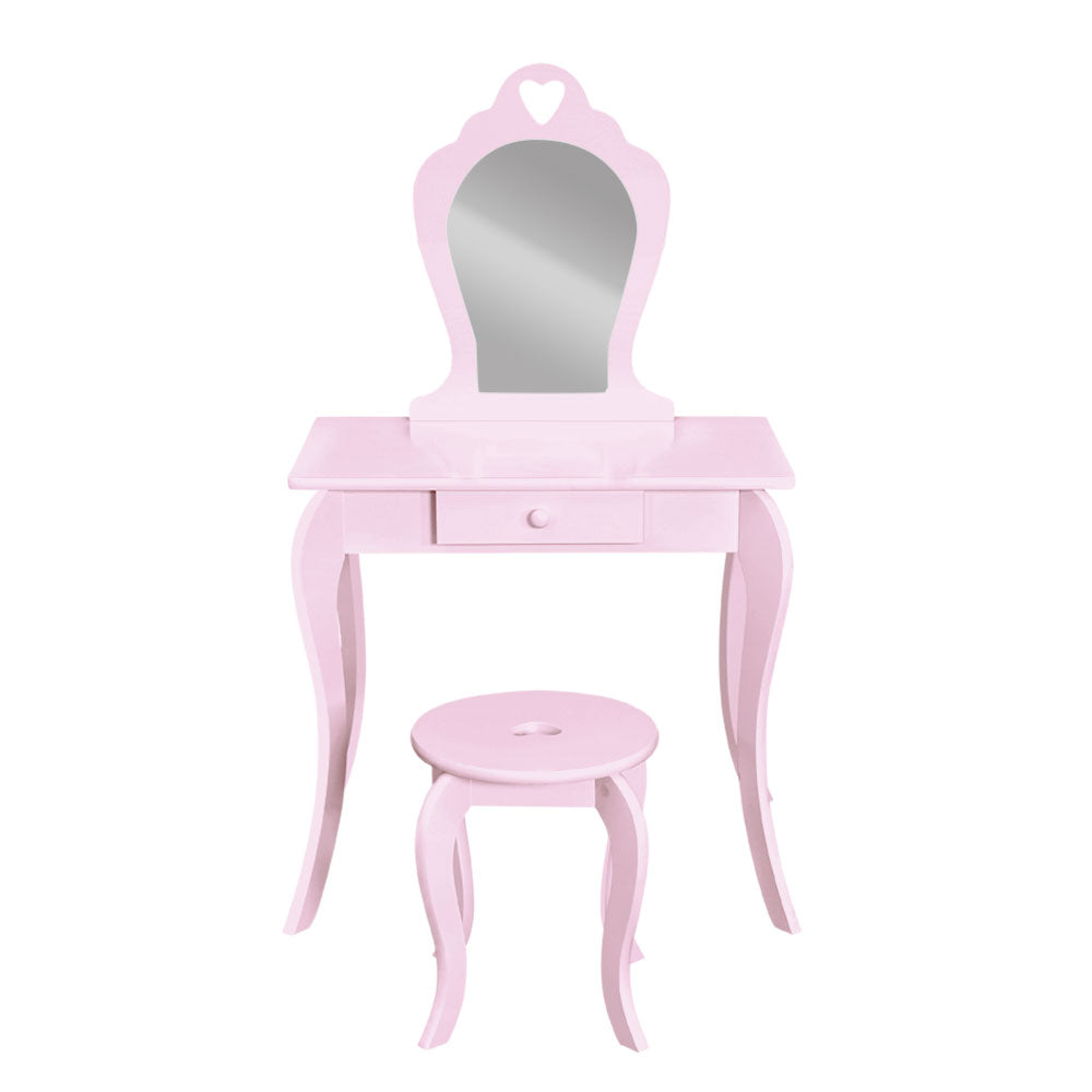Kid's Dressers, Cupboards & Wardrobes: Keezi Kids Dressing Table Stool Set Vanity Mirror Princess Children Makeup Pink