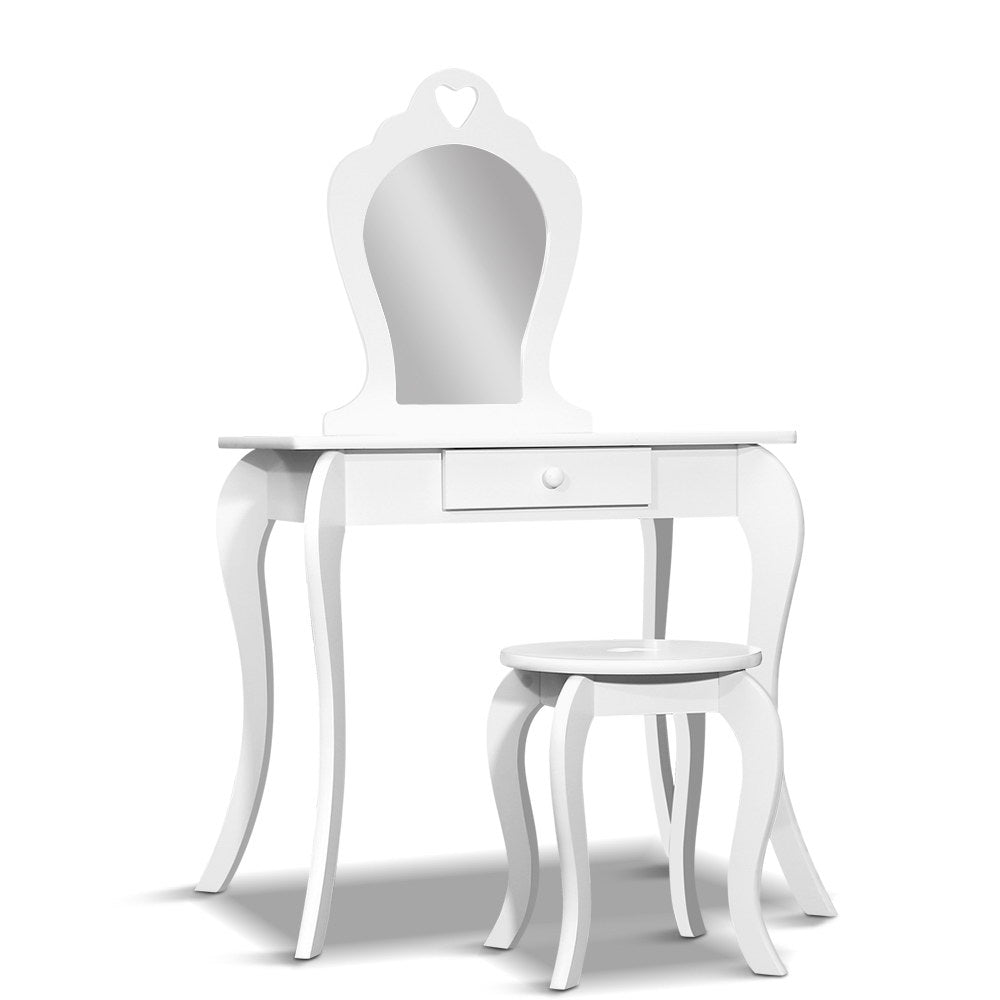 Kid's Dressers, Cupboards & Wardrobes: Keezi Kids Dressing Table Stool Set Vanity Mirror Princess Children Makeup White
