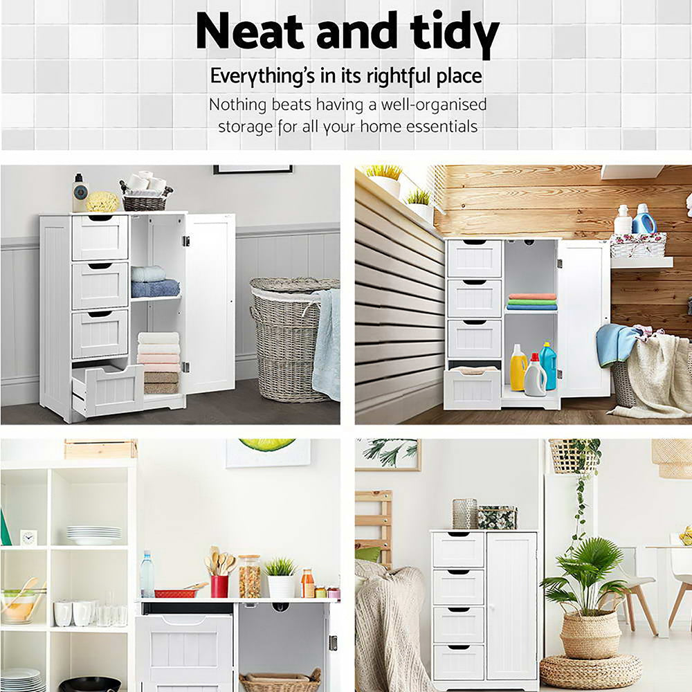 Bathroom Cabinets, Cupboards & Storage: Artiss Bathroom Cabinet Storage Drawers White