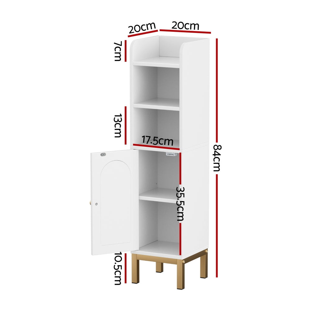 Bathroom Cabinets, Cupboards & Storage: Artiss Bathroom Storage Cabinet Floor Organizer Toilet Corner Adjustable Shelf with Door White