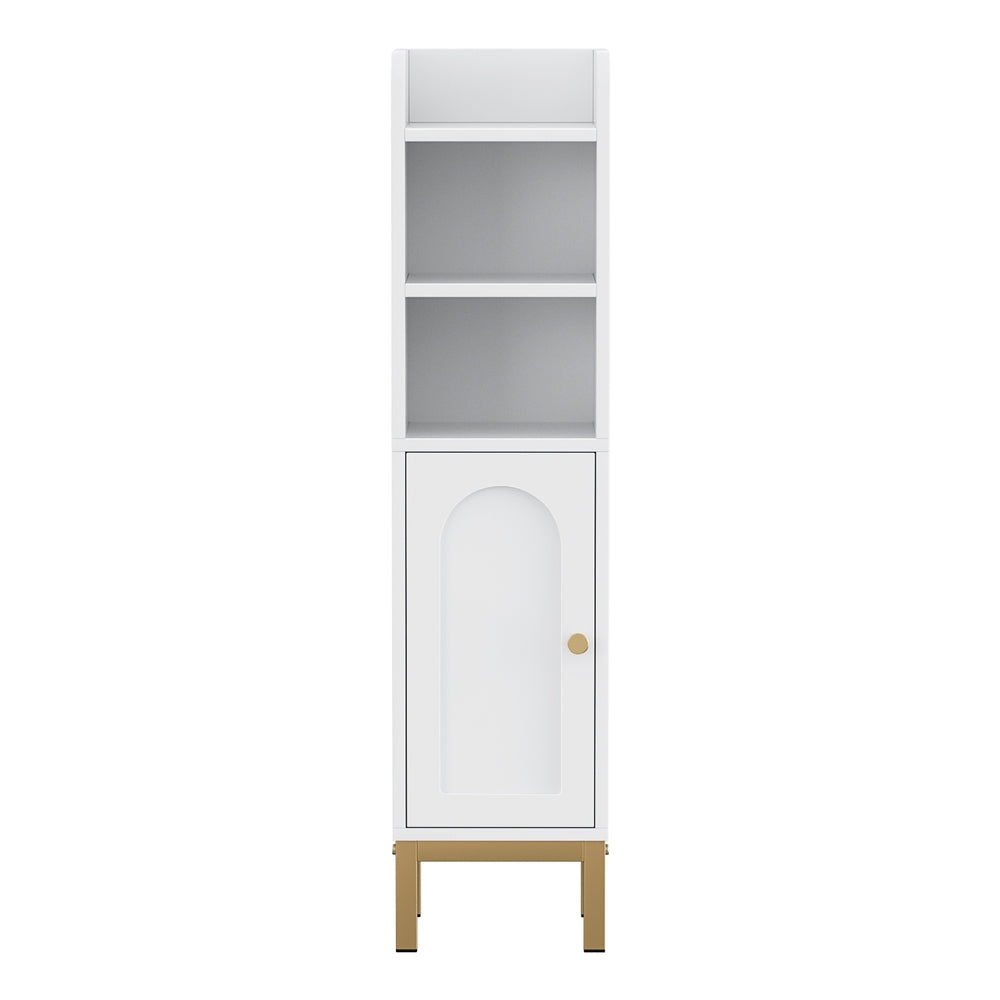 Bathroom Cabinets, Cupboards & Storage: Artiss Bathroom Storage Cabinet Floor Organizer Toilet Corner Adjustable Shelf with Door White