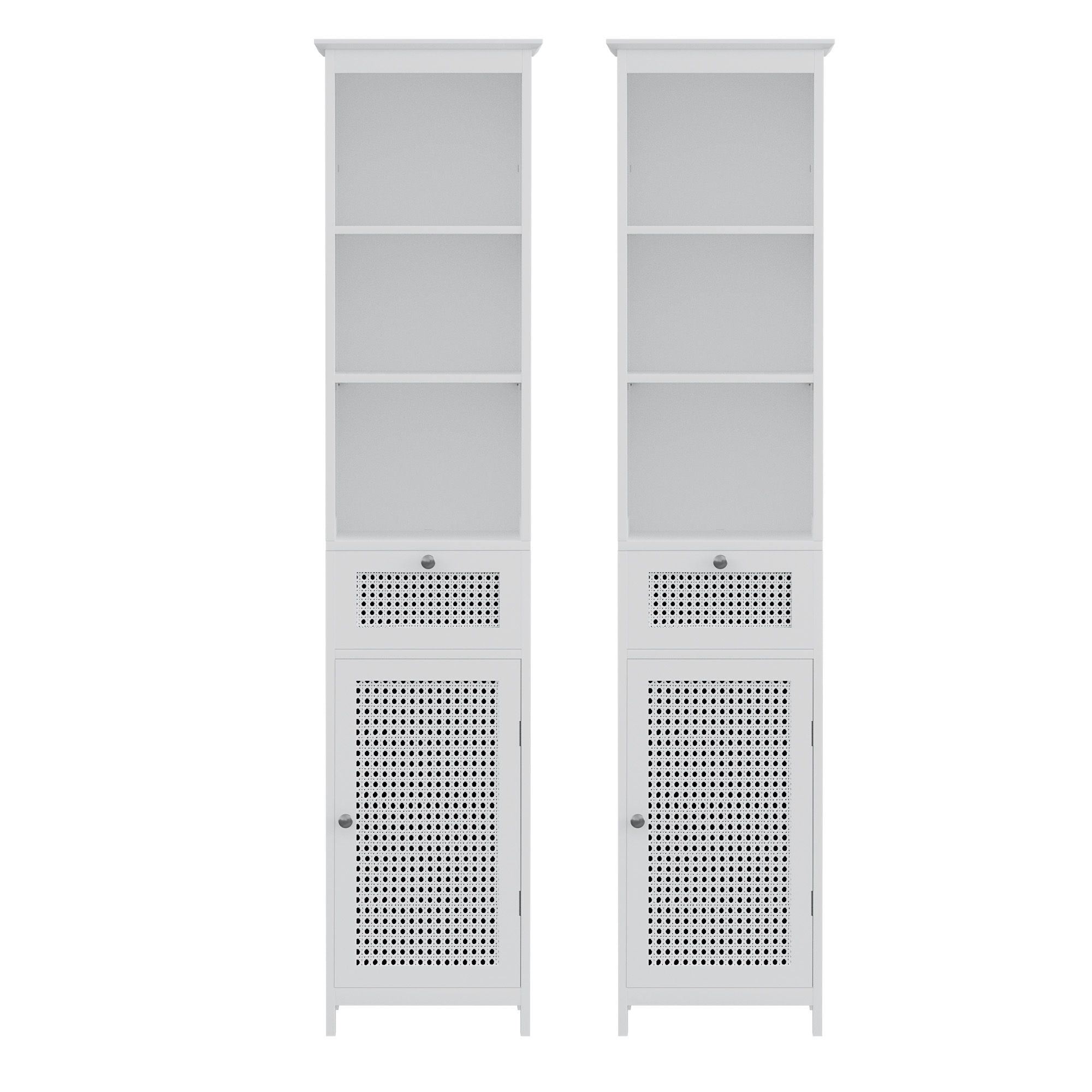 Artiss Bathroom Cabinet Storage X2 White Rattan 161cm