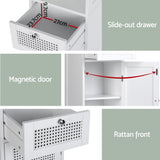Artiss Bathroom Cabinet Storage X2 White Rattan 161cm