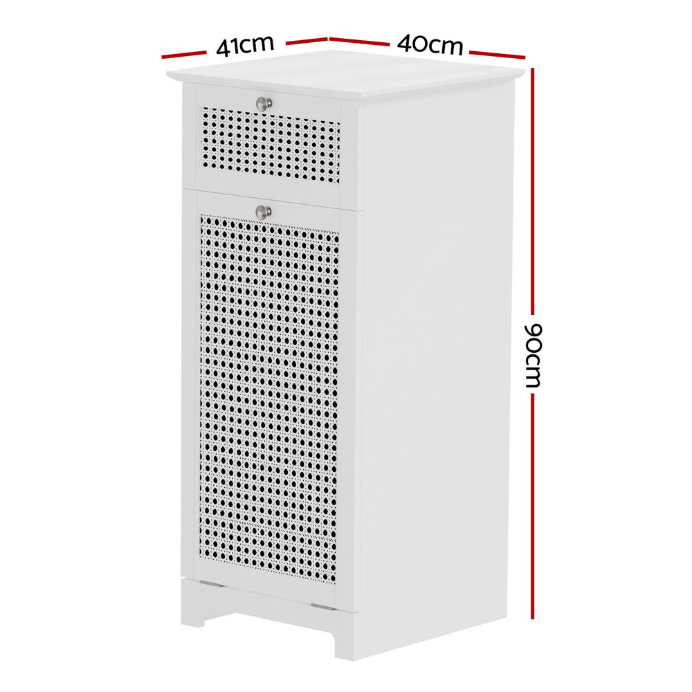 Clothing & Wardrobe Storage: Artiss Laundry Hamper Cabinet Bathroom Storage White Rattan Clothes Basket
