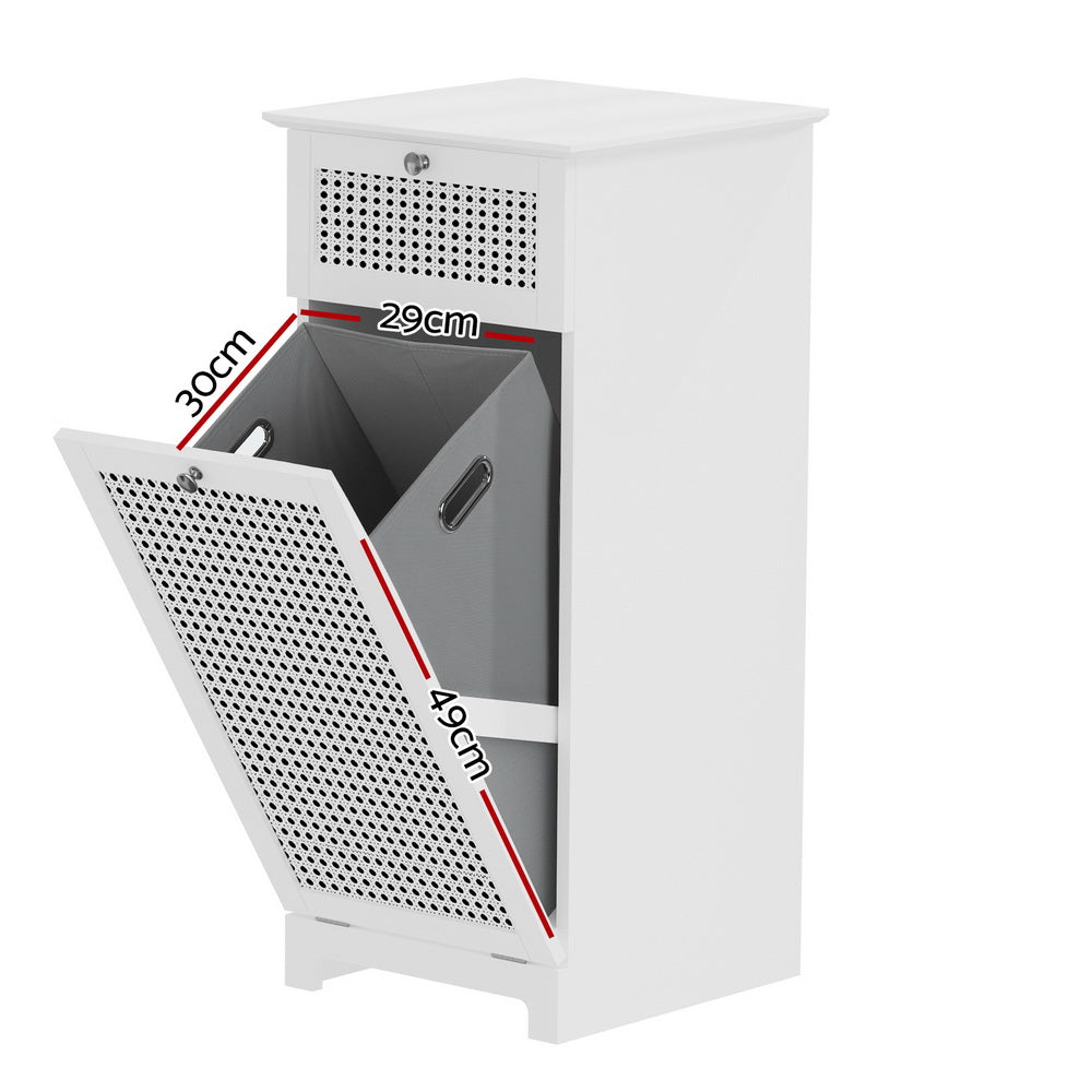 Clothing & Wardrobe Storage: Artiss Laundry Hamper Cabinet Bathroom Storage White Rattan Clothes Basket