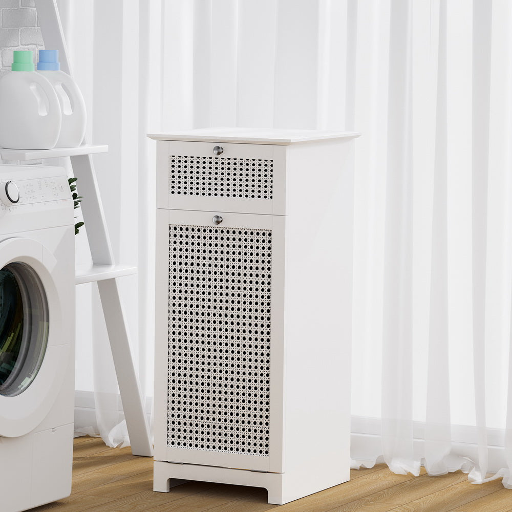 Clothing & Wardrobe Storage: Artiss Laundry Hamper Cabinet Bathroom Storage White Rattan Clothes Basket