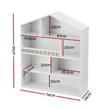 Keezi 4 Tiers Kids Bookshelf Wooden Bookcase Display Storage Organiser Cabinet White