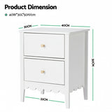 Bedside Tables: Artiss Bedside Table 2 Drawers Bedroom Storage Nightstand White