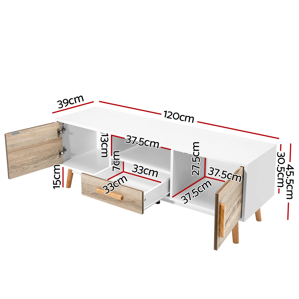 TV Units: Artiss TV Cabinet Entertainment Unit 120cm Wood White Gino
