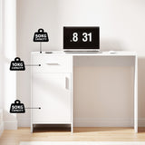 Artiss Computer Desk Office Chair Set PU Leather Home Study Table 100cm White