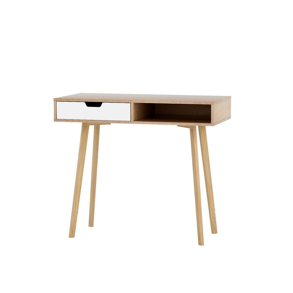 Desks: Artiss Computer Desk Drawer Cabinet Shelf Oak 90CM