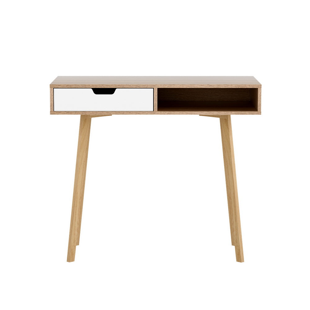 Desks: Artiss Computer Desk Drawer Cabinet Shelf Oak 90CM