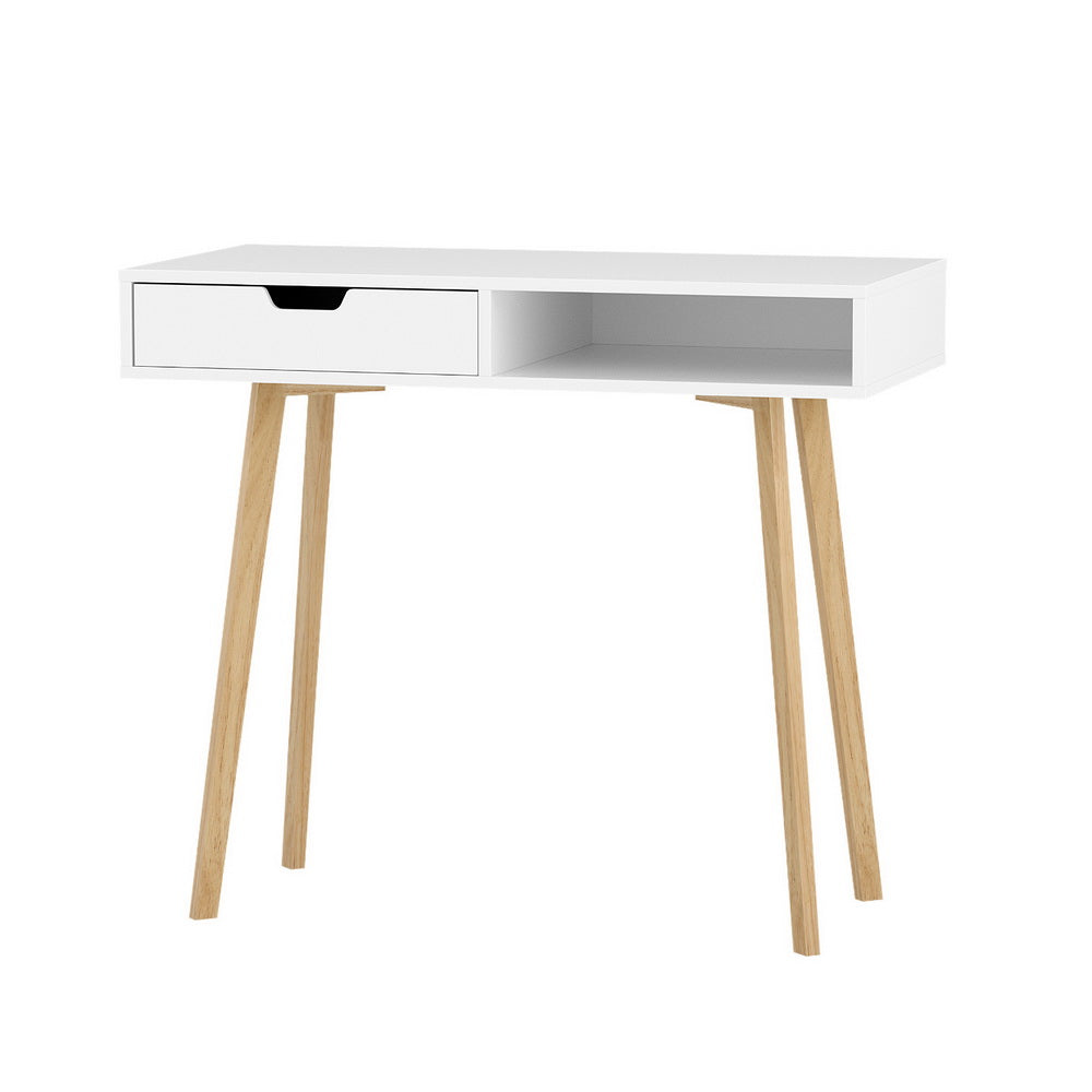 Desks: Artiss Computer Desk Drawer Cabinet Shelf White 90CM