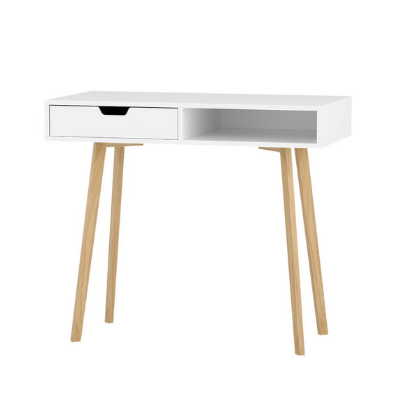 Artiss Computer Desk Drawer Cabinet Shelf White 90CM