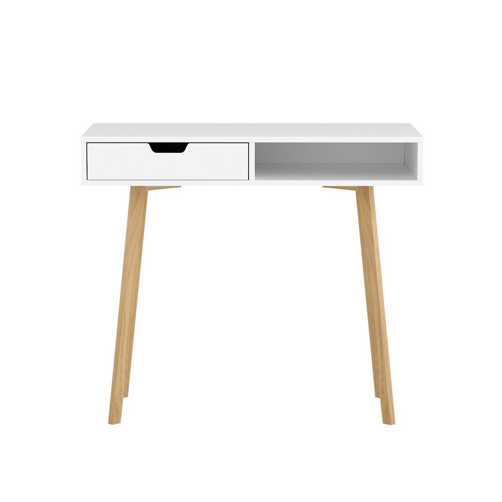Desks: Artiss Computer Desk Drawer Cabinet Shelf White 90CM