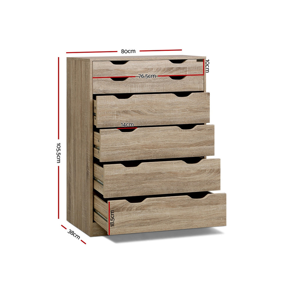 Dressers: Artiss 6 Chest of Drawers - MYLA Oak