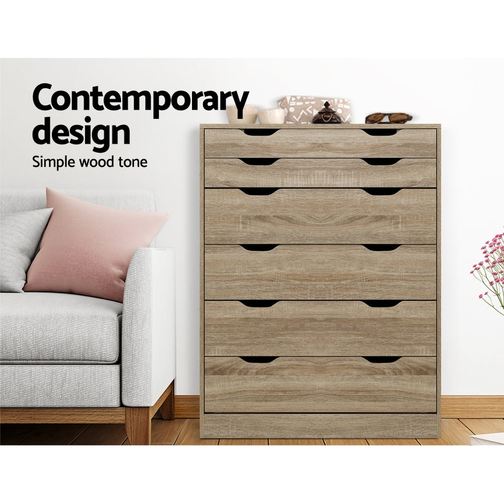 Dressers: Artiss 6 Chest of Drawers - MYLA Oak