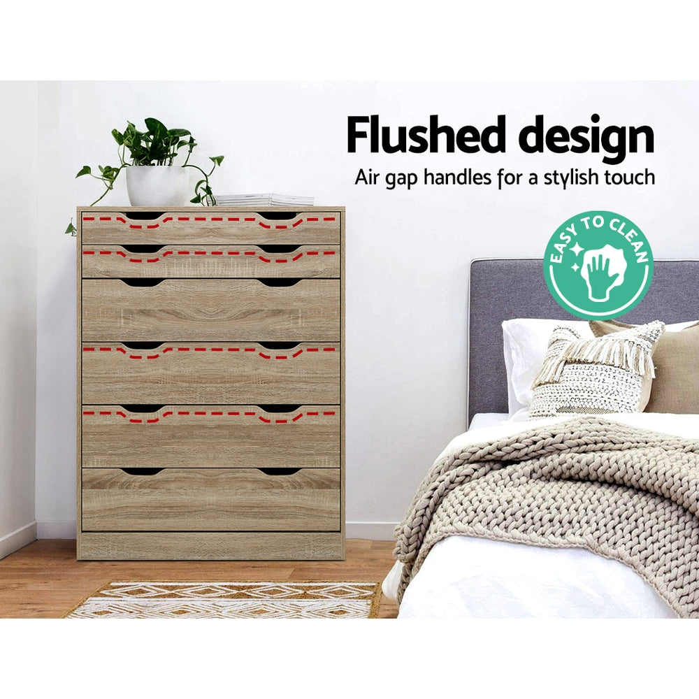 Dressers: Artiss 6 Chest of Drawers - MYLA Oak