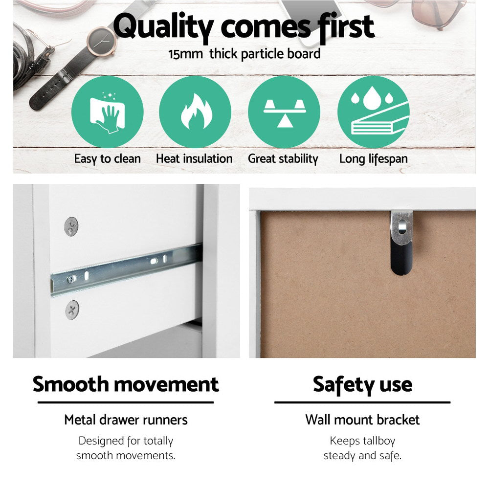 Dressers: Artiss 6 Chest of Drawers - MYLA White