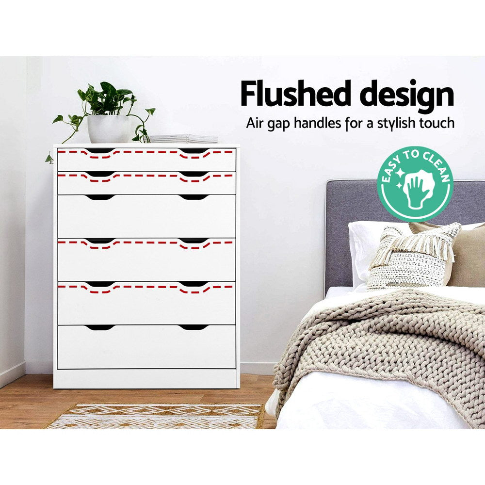 Dressers: Artiss 6 Chest of Drawers - MYLA White