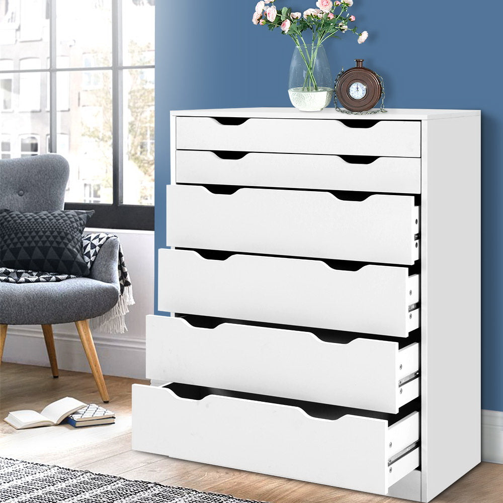 Dressers: Artiss 6 Chest of Drawers - MYLA White