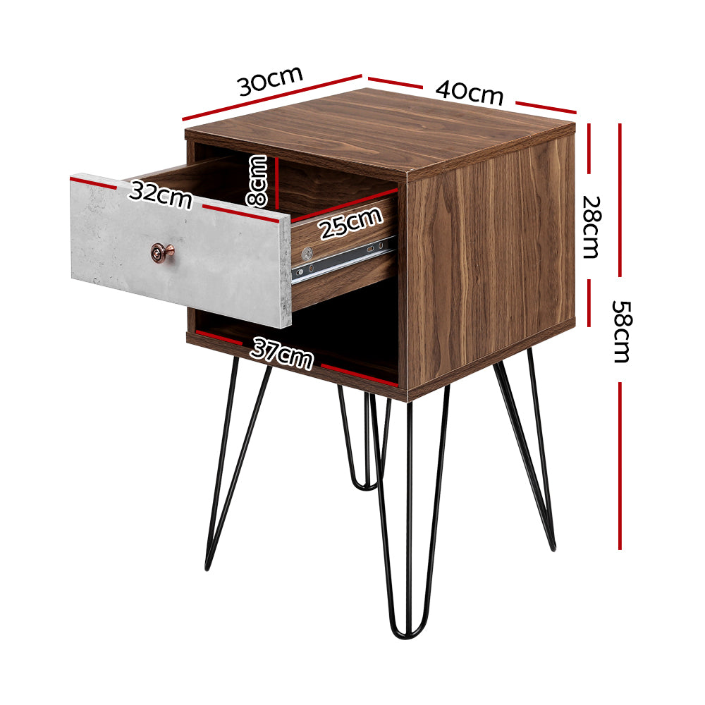Bedside Tables: Artiss Bedside Table 1 Drawers with Shelf - LARS