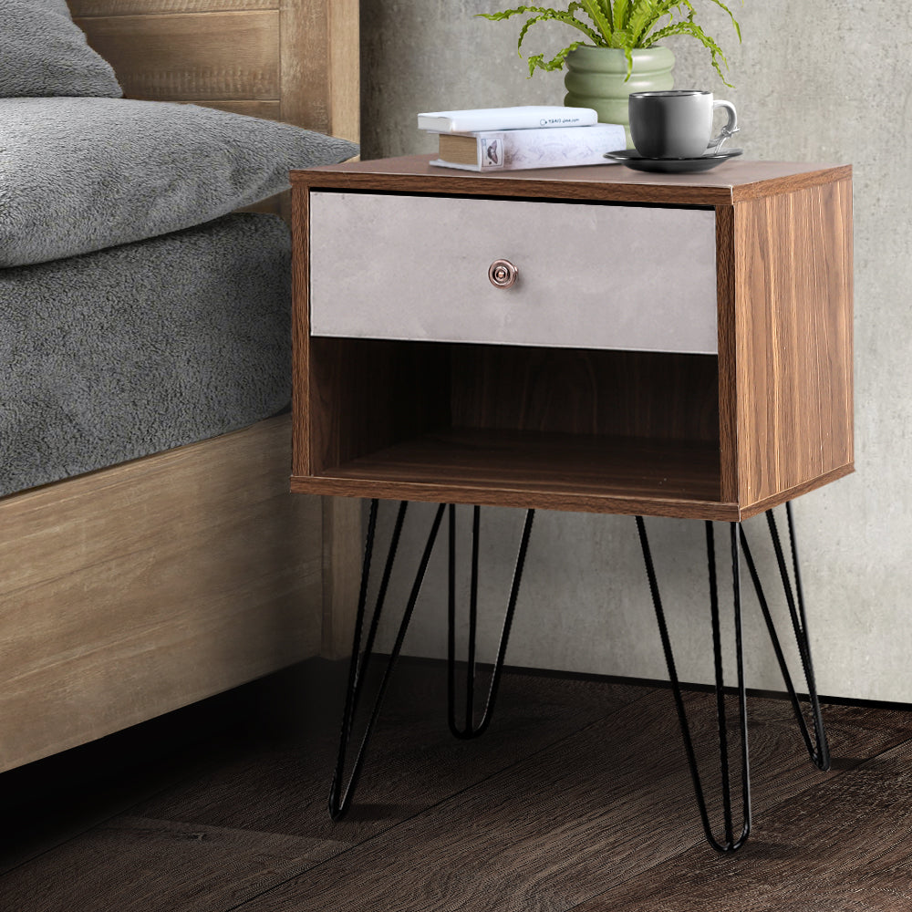 Bedside Tables: Artiss Bedside Table 1 Drawers with Shelf - LARS