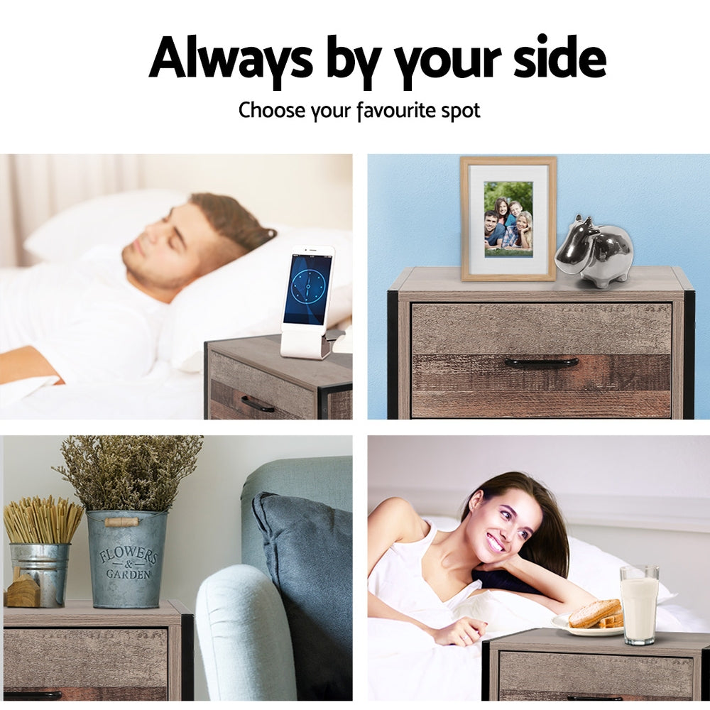 Bedside Tables: Artiss Bedside Table 2 Drawers - BARNLY