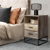 Bedside Tables: Artiss Bedside Table 2 Drawers with Shelf - BADAN