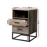 Bedside Tables: Artiss Bedside Table 2 Drawers with Shelf - BADAN