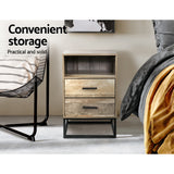 Bedside Tables: Artiss Bedside Table 2 Drawers with Shelf - BADAN