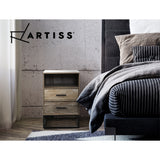 Bedside Tables: Artiss Bedside Table 2 Drawers with Shelf - BADAN