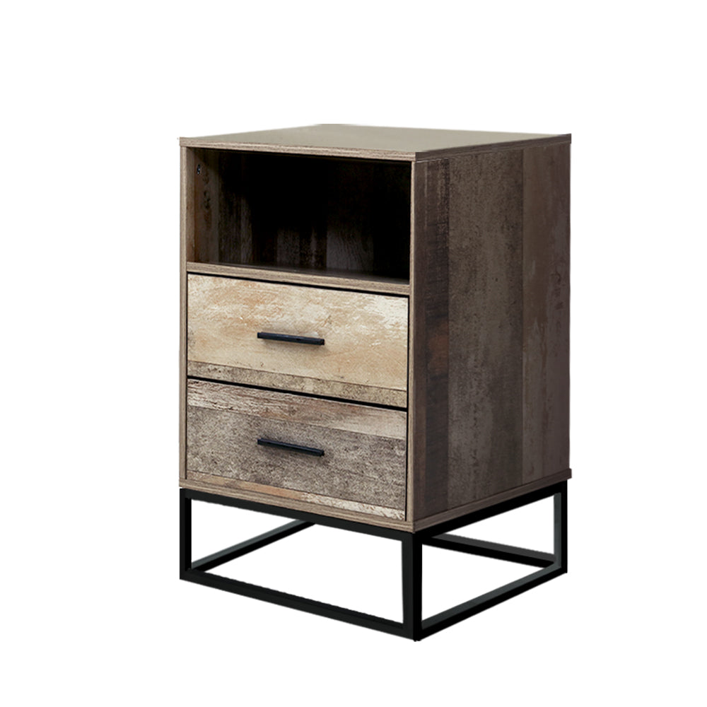 Bedside Tables: Artiss Bedside Table 2 Drawers with Shelf - BADAN