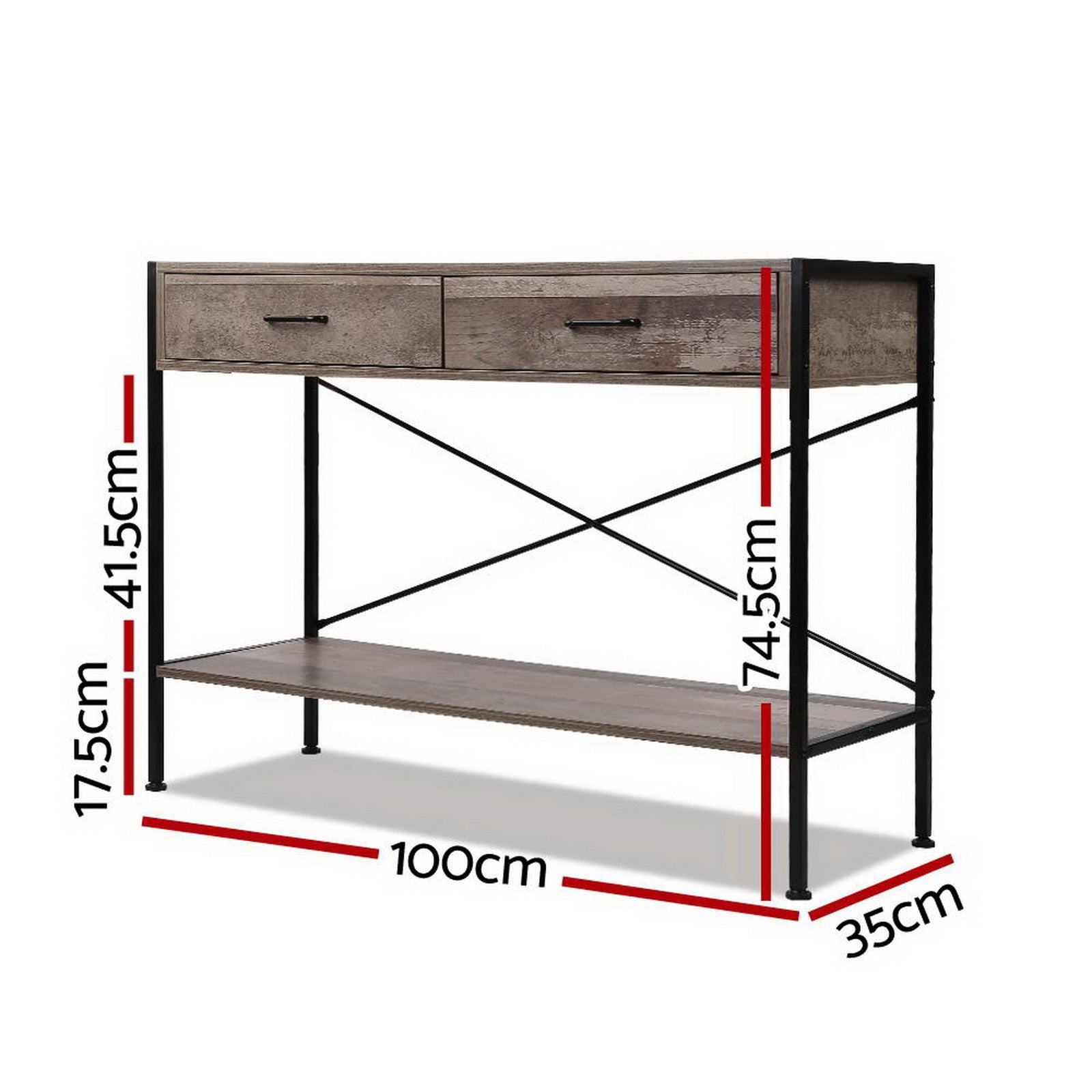 Clothing & Wardrobe Storage: Artiss Console Table 2 Drawers Walnut Marconi