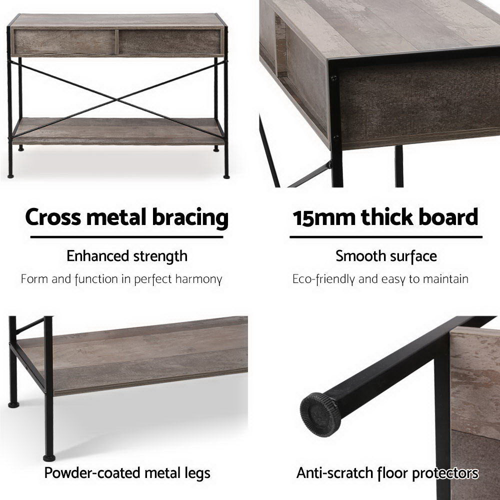 Clothing & Wardrobe Storage: Artiss Console Table 2 Drawers Walnut Marconi