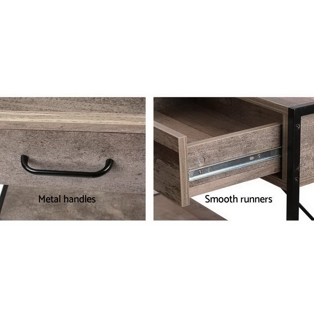 Clothing & Wardrobe Storage: Artiss Console Table 2 Drawers Walnut Marconi