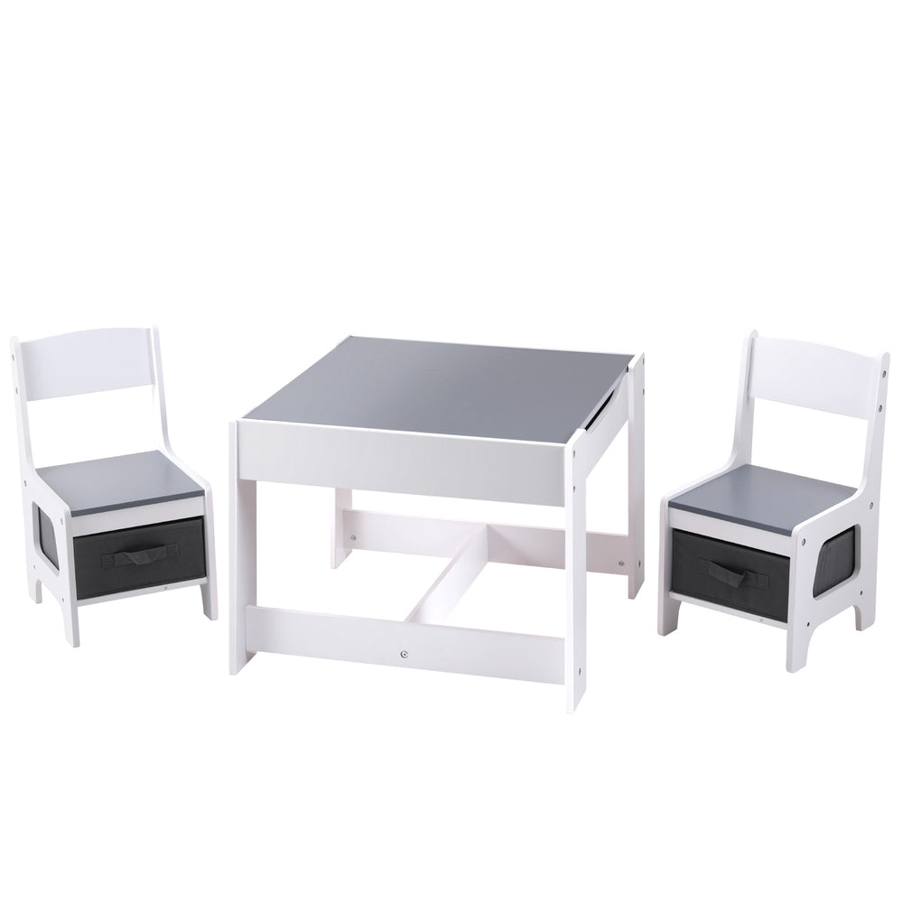 Kid's Tables, Chairs & Seats: Keezi Kids Table and Chairs Set Play Activity Toys Storage Chalkboard Desk Grey