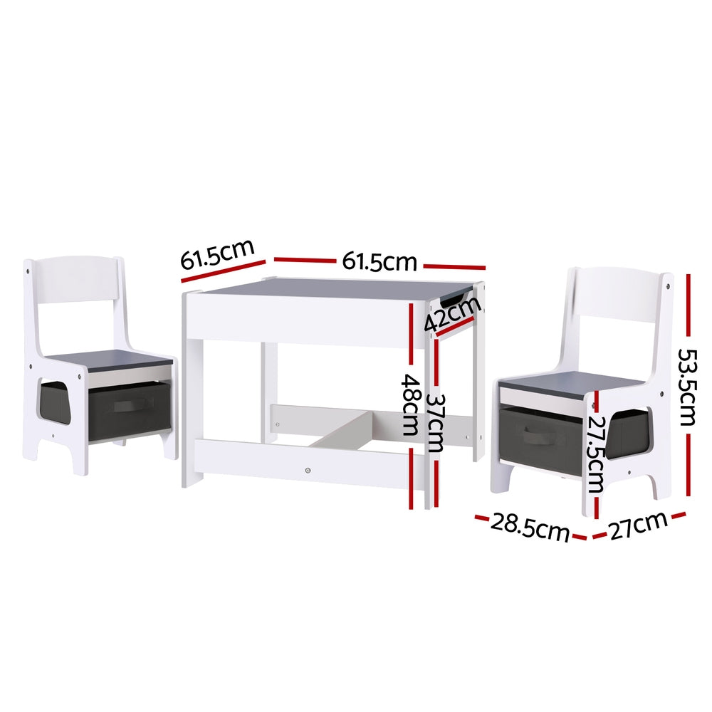 Kid's Tables, Chairs & Seats: Keezi Kids Table and Chairs Set Play Activity Toys Storage Chalkboard Desk Grey