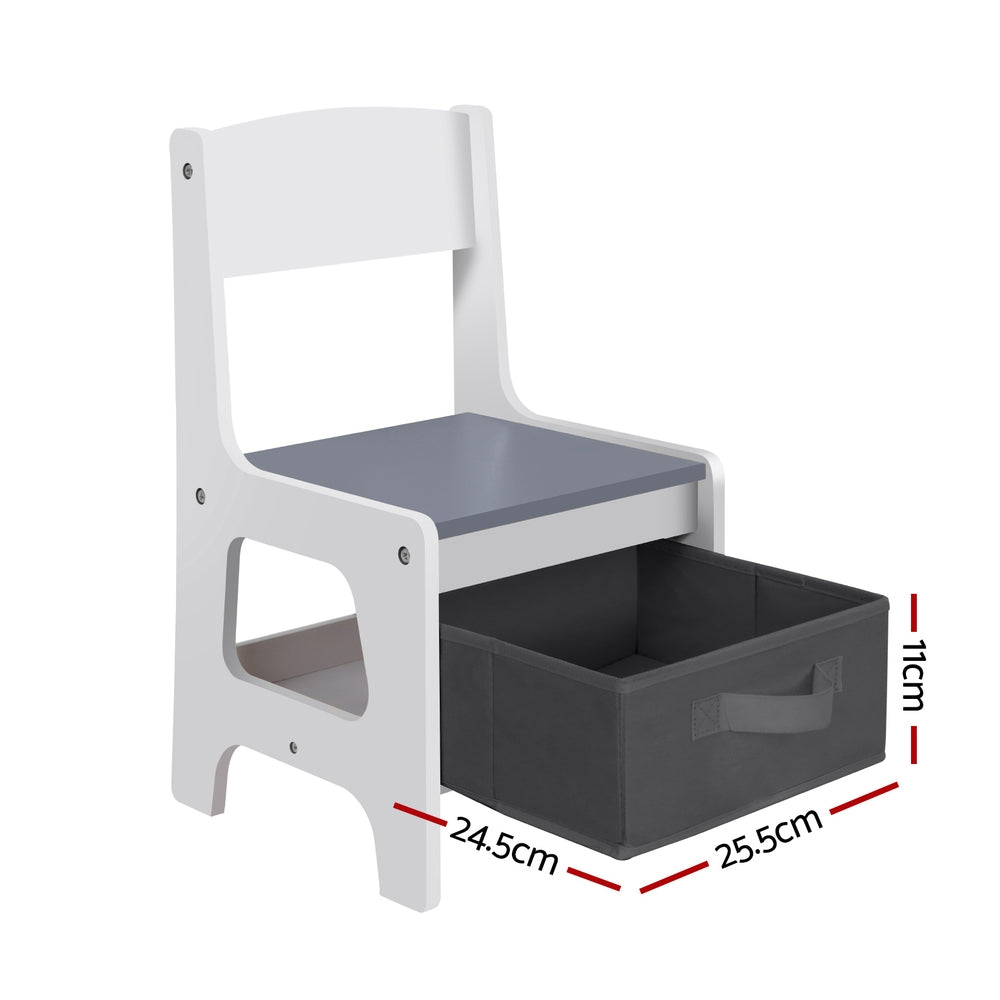 Kid's Tables, Chairs & Seats: Keezi Kids Table and Chairs Set Play Activity Toys Storage Chalkboard Desk Grey