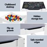 Kid's Tables, Chairs & Seats: Keezi Kids Table and Chairs Set Play Activity Toys Storage Chalkboard Desk Grey