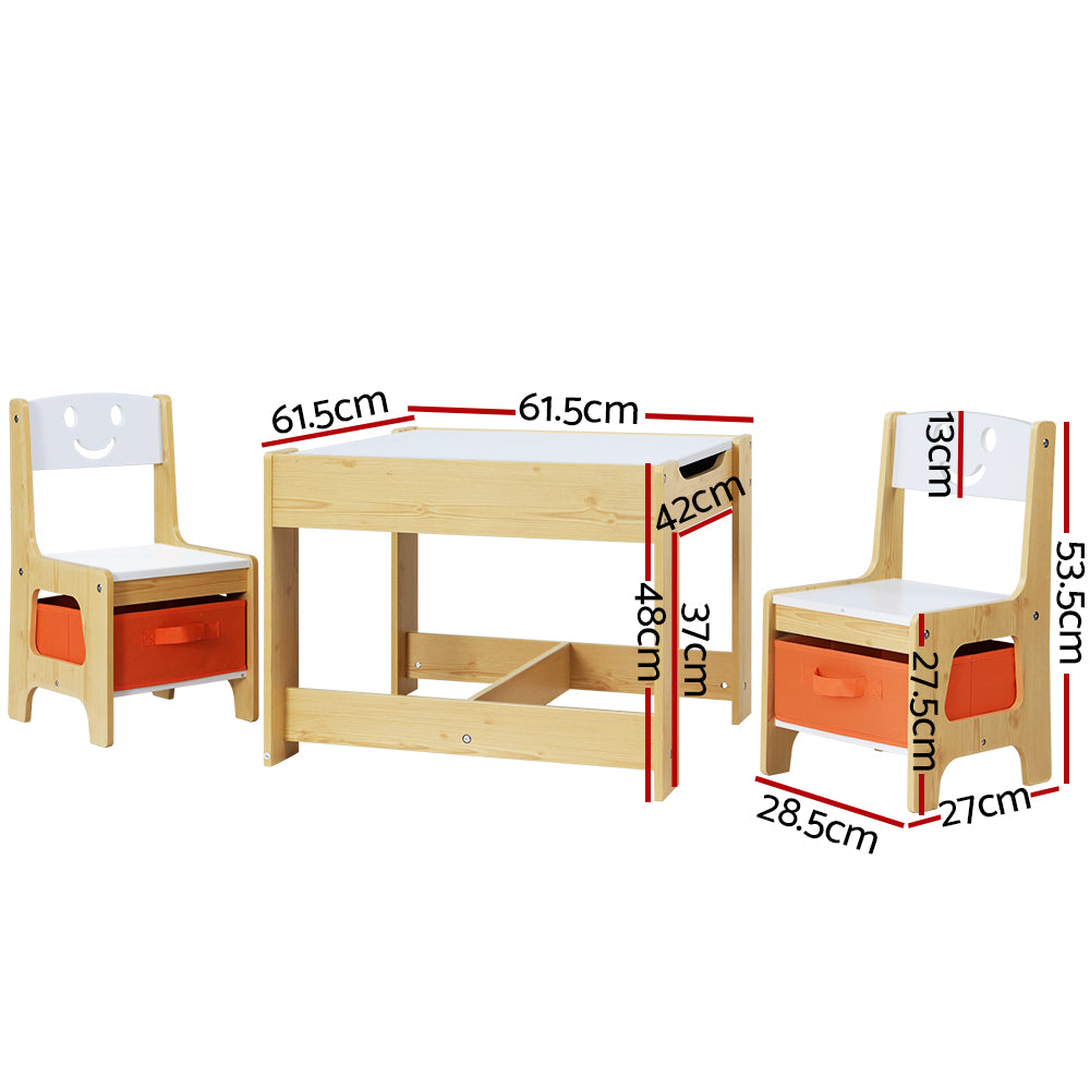Toy Boxes: Keezi 3PCS Kids Table and Chairs Set Activity Desk Chalkboard Toys Storage Box