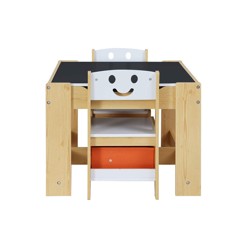 Toy Boxes: Keezi 3PCS Kids Table and Chairs Set Activity Desk Chalkboard Toys Storage Box