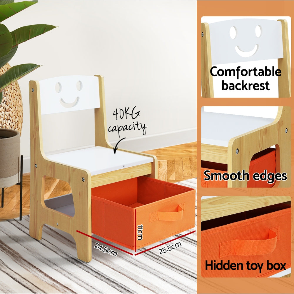 Toy Boxes: Keezi 3PCS Kids Table and Chairs Set Activity Desk Chalkboard Toys Storage Box