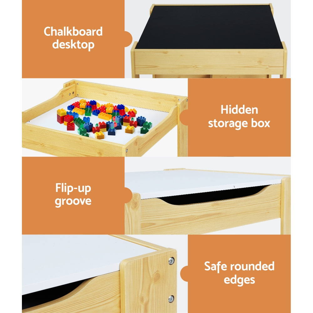 Toy Boxes: Keezi 3PCS Kids Table and Chairs Set Activity Desk Chalkboard Toys Storage Box