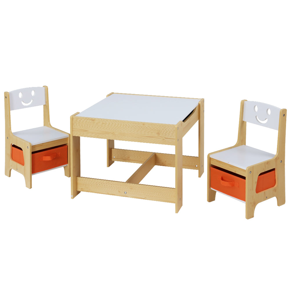 Toy Boxes: Keezi 3PCS Kids Table and Chairs Set Activity Desk Chalkboard Toys Storage Box
