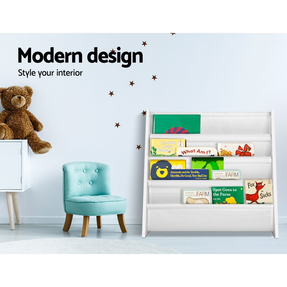 Kid's Bookcases & Shelves: Keezi 4 Tiers Kids Bookshelf Magazine Shelf Children Bookcase Rack Organiser