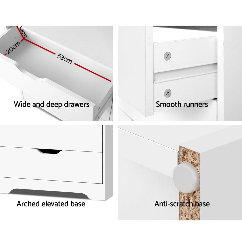 Bookcases & Shelves: Artiss Bookshelf with Drawers - NANA White