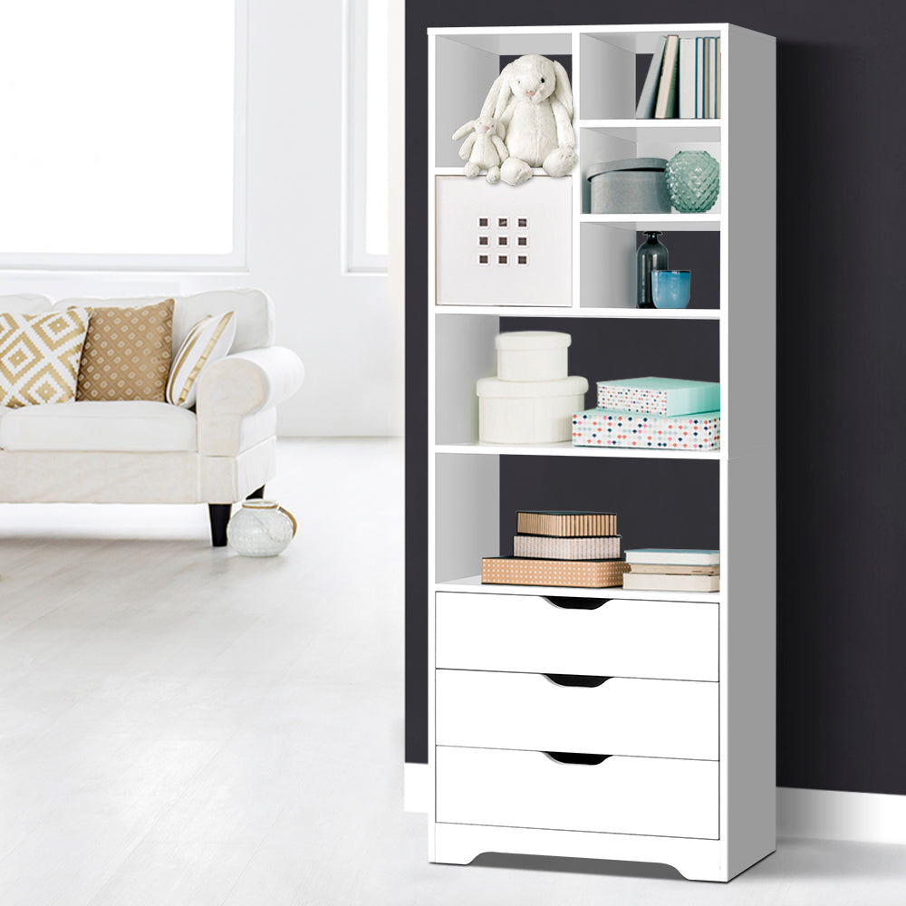 Bookcases & Shelves: Artiss Bookshelf with Drawers - NANA White