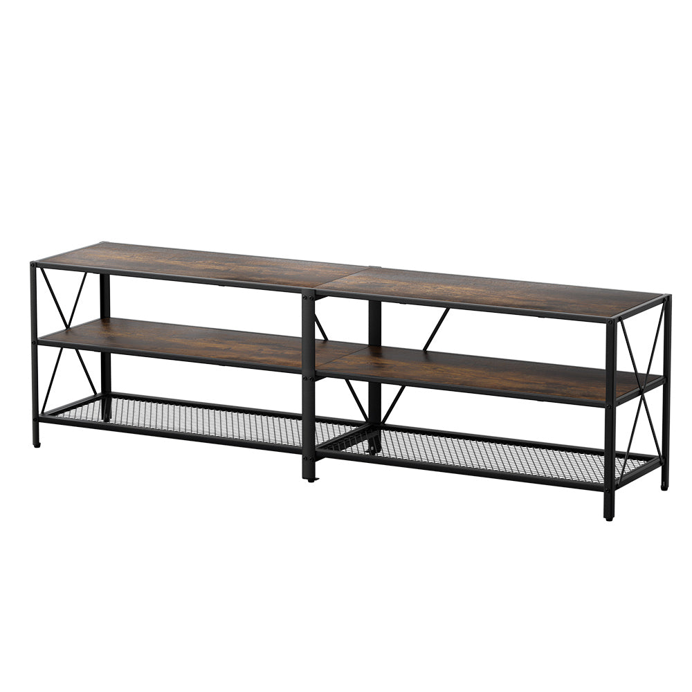 TV Units: Artiss Entertainment Unit TV Stand 3-tier Display Shelves Vintage Rustic Walnut