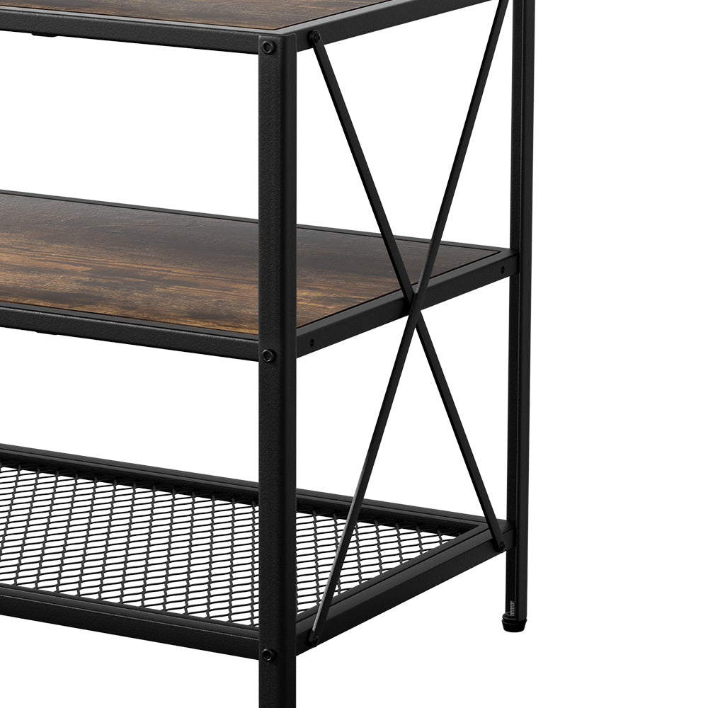 TV Units: Artiss Entertainment Unit TV Stand 3-tier Display Shelves Vintage Rustic Walnut